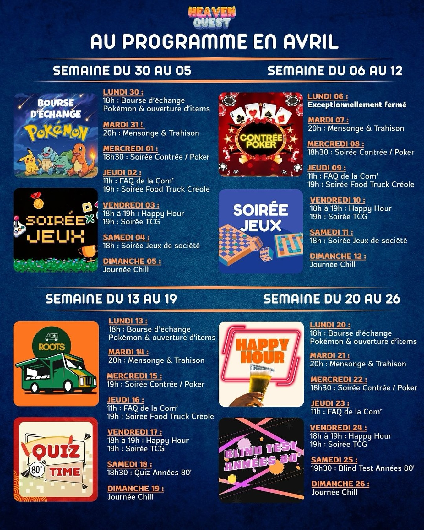 Planning Heaven quest Avril 2026